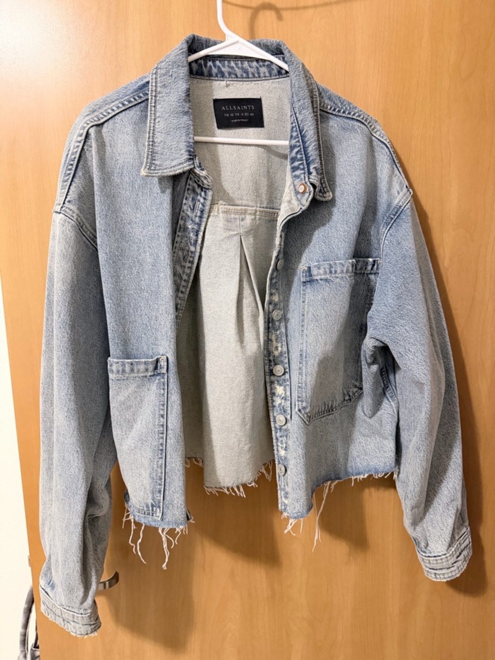 AllSaints oversized Faded distressed Blue Denim Jacket